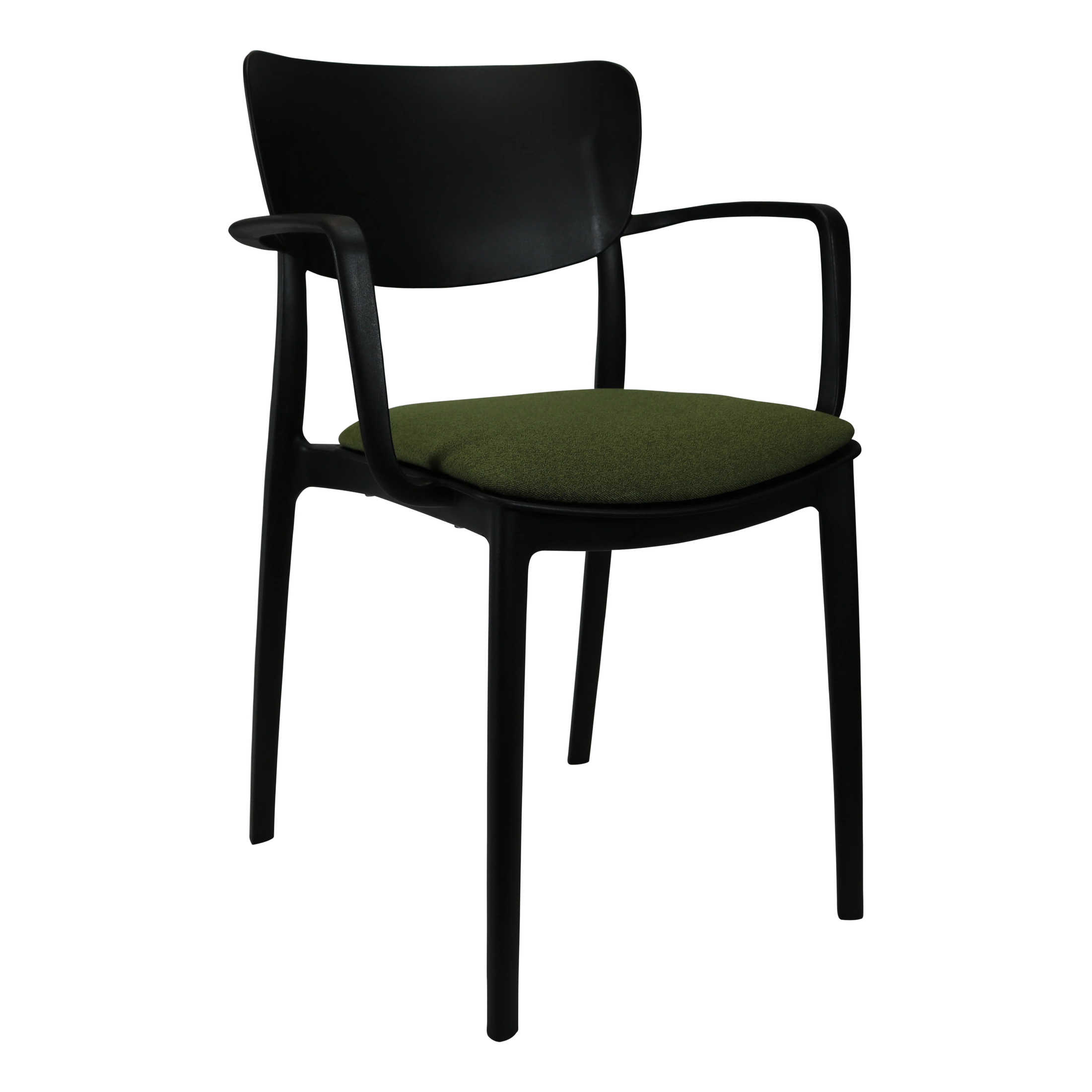 Siesta Lisa Arm Chair - Black with Olive Green Fabric Cushion