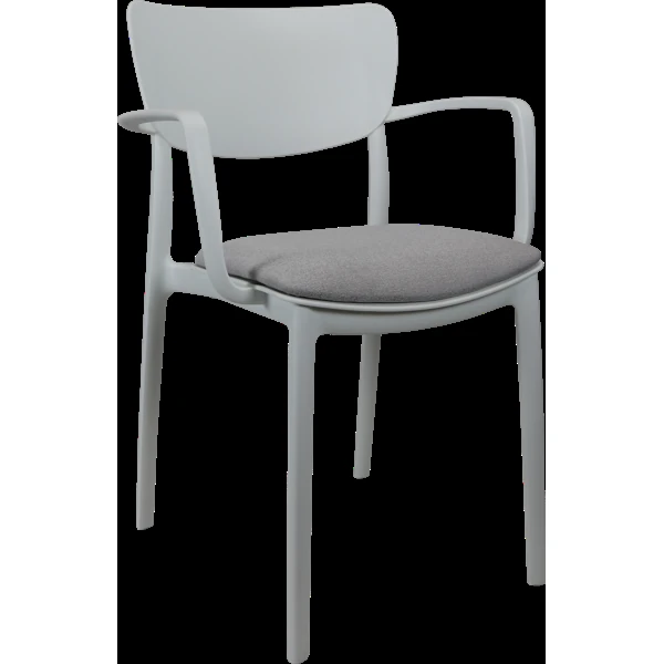 Siesta Lisa Arm Chair - White with Taupe Fabric Cushion