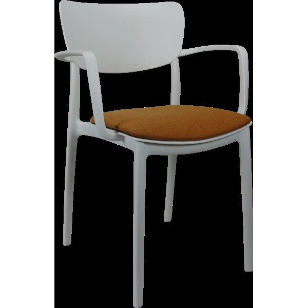 Siesta Lisa Arm Chair - White with Orange Fabric Cushion