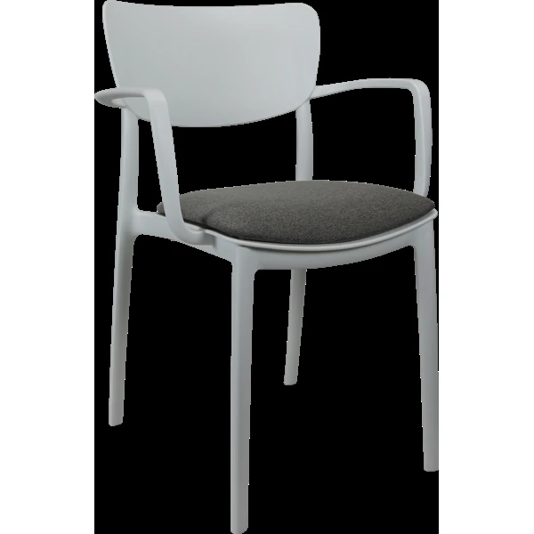 Siesta Lisa Arm Chair - White with Anthracite Fabric Cushion
