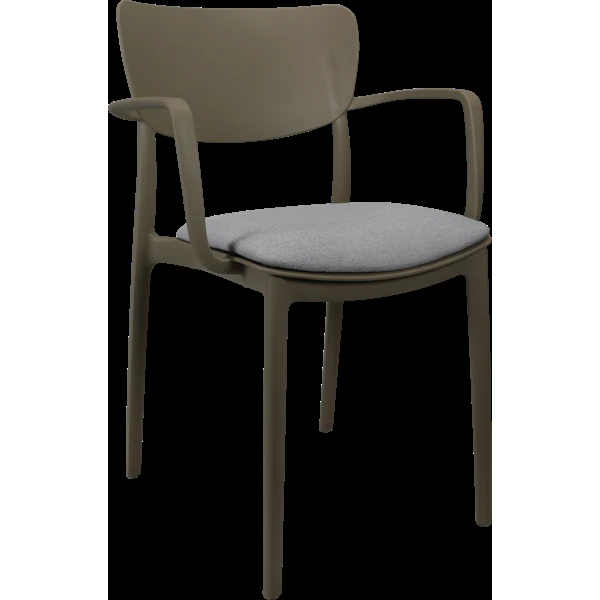 Siesta Lisa Arm Chair - Taupe with Light Grey Fabric Cushion