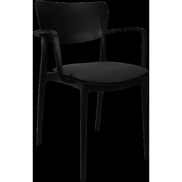 Siesta Lisa Arm Chair - Black with Anthracite Fabric Cushion
