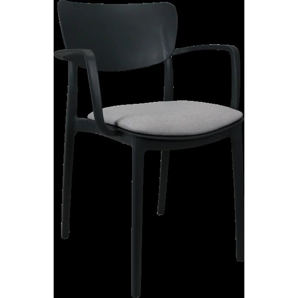 Siesta Lisa Arm Chair - Anthracite with Light Grey Fabric Cushion