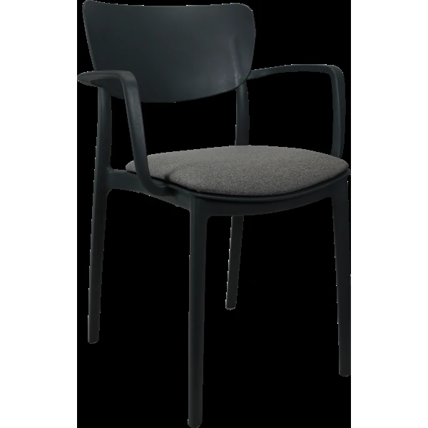 Siesta Lisa Arm Chair - Anthracite with Taupe Fabric Cushion