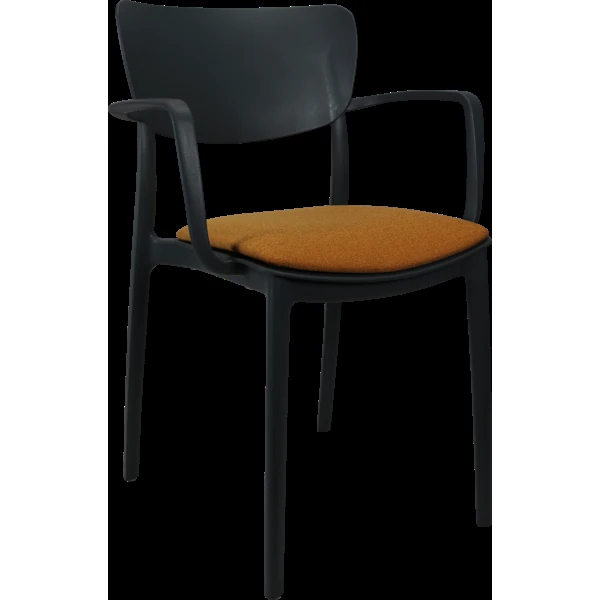 Siesta Lisa Arm Chair - Anthracite with Orange Fabric Cushion