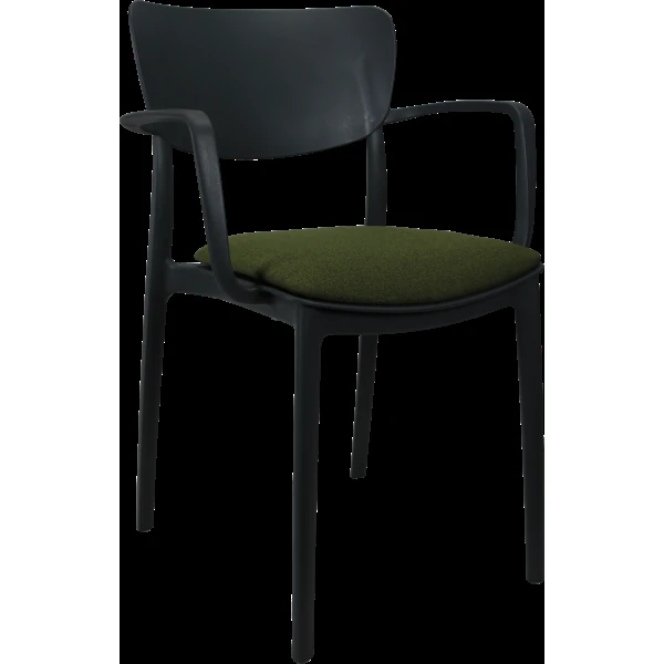 Siesta Lisa Arm Chair - Anthracite with Olive Green Fabric Cushion