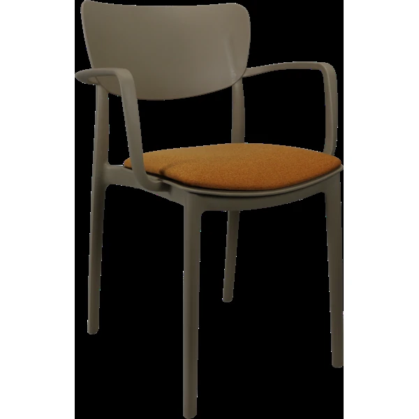 Siesta Lisa Arm Chair - Taupe with Orange Fabric Cushion