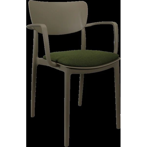 Siesta Lisa Arm Chair - Taupe with Olive Green Fabric Cushion