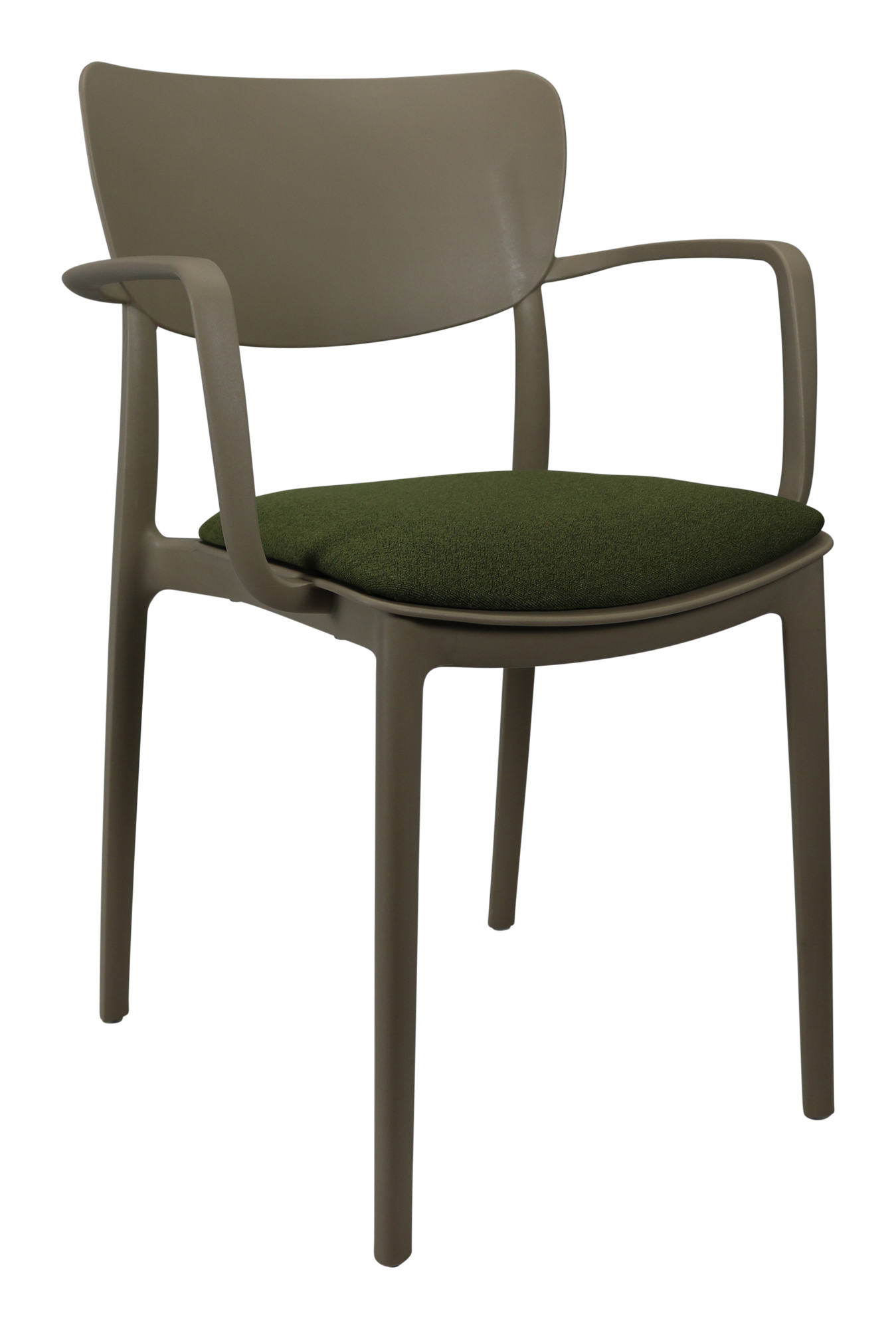 Siesta Lisa Arm Chair - Taupe with Olive Green Fabric Cushion