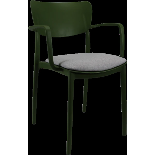 Siesta Lisa Arm Chair - Olive Green with Light Grey Fabric Cushion