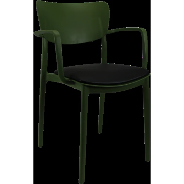 Siesta Lisa Arm Chair - Olive Green with Black Vinyl Cushion