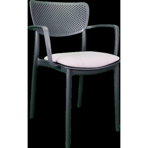 Siesta Loft Arm Chair - Anthracite with Light Grey Fabric Cushion