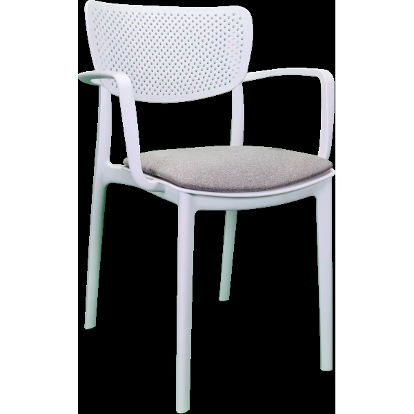 Siesta Loft Arm Chair - White with Light Grey Fabric Cushion