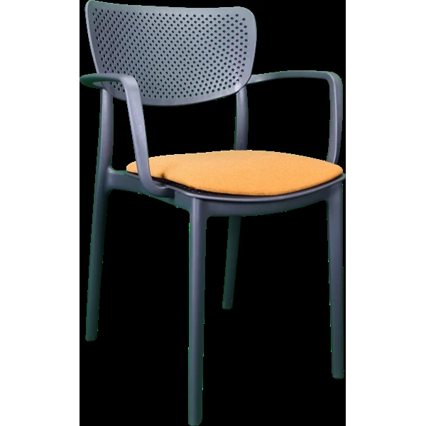 Siesta Loft Arm Chair - Anthracite with Orange Fabric Cushion