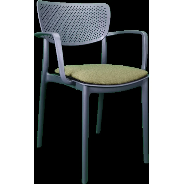 Siesta Loft Arm Chair - Anthracite with Olive Green Fabric Cushion