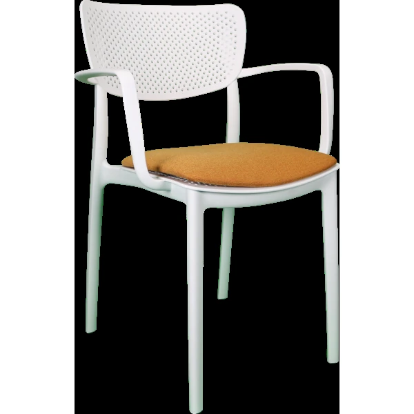 Siesta Loft Arm Chair - White with Orange Fabric Cushion