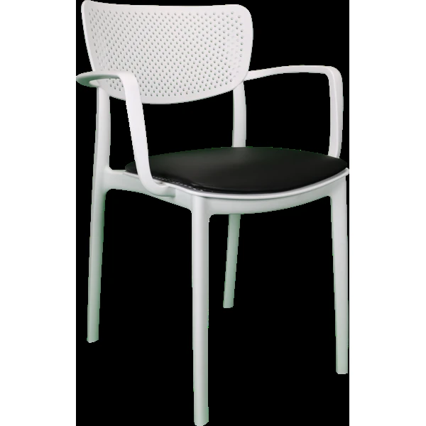 Siesta Loft Arm Chair - White with Black Vinyl Cushion