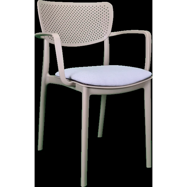 Siesta Loft Arm Chair - Taupe with Light Grey Fabric Cushion