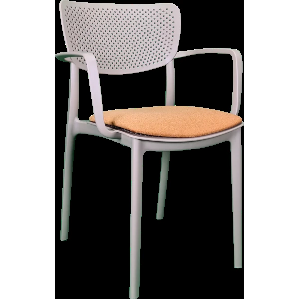 Siesta Loft Arm Chair - Taupe with Orange Fabric Cushion