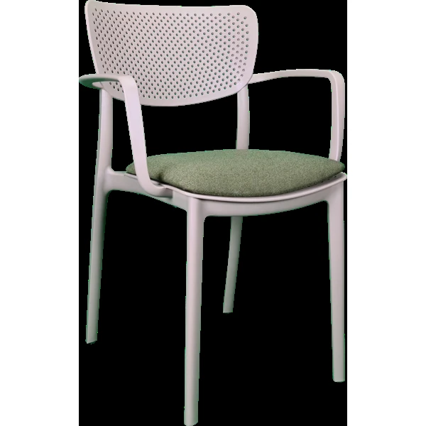 Siesta Loft Arm Chair - Taupe with Olive Green Fabric Cushion
