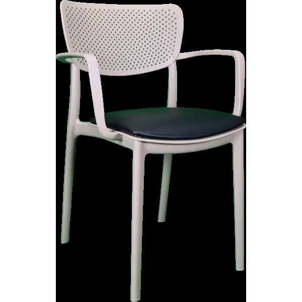 Siesta Loft Arm Chair - Taupe with Black Vinyl Cushion