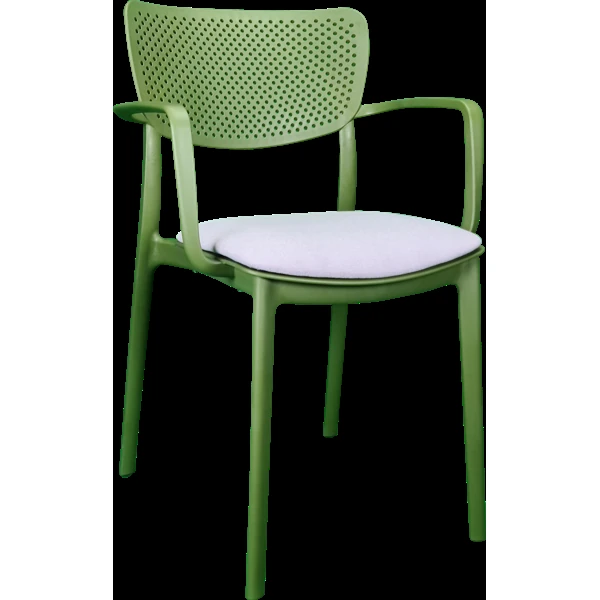 Siesta Loft Arm Chair - Olive Green with Light Grey Fabric Cushion