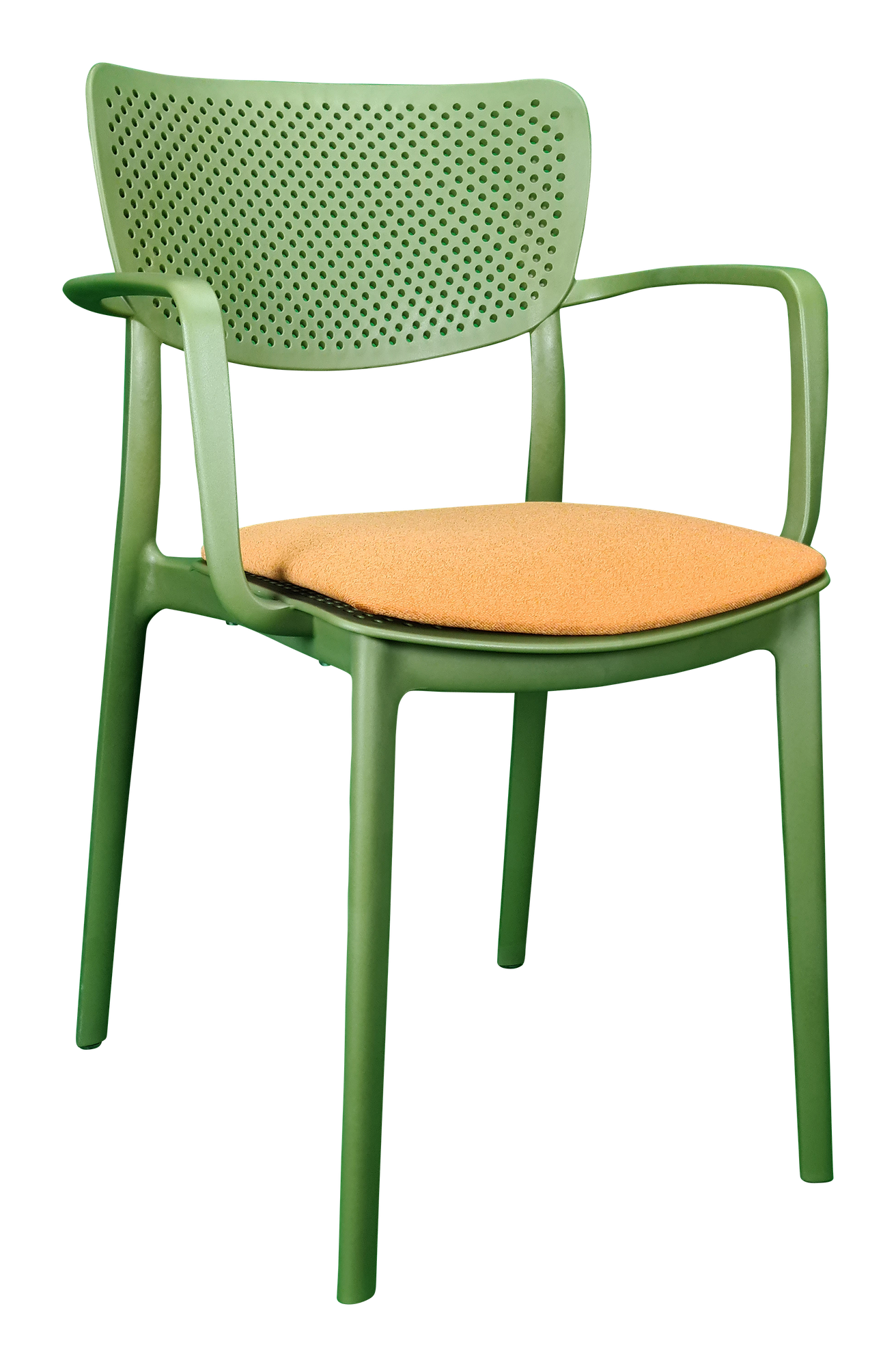 Siesta Loft Arm Chair - Olive Green with Orange Fabric Cushion