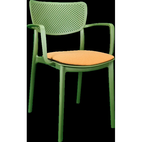 Siesta Loft Arm Chair - Olive Green with Orange Fabric Cushion