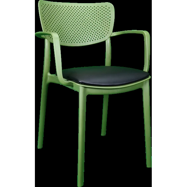 Siesta Loft Arm Chair - Olive Green with Black Vinyl Cushion