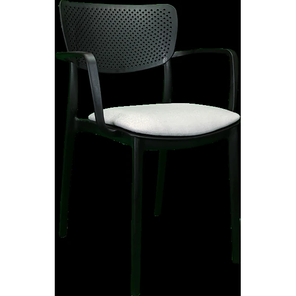 Siesta Loft Arm Chair - Black with Light Grey Fabric Cushion