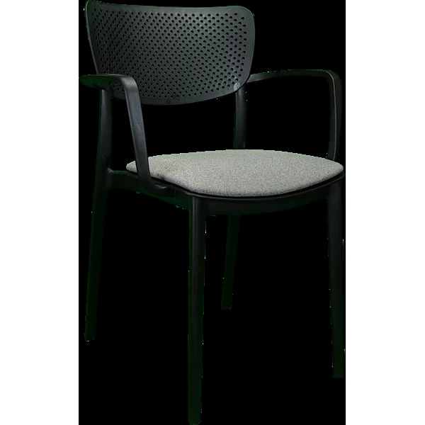 Siesta Loft Arm Chair - Black with Taupe Fabric Cushion