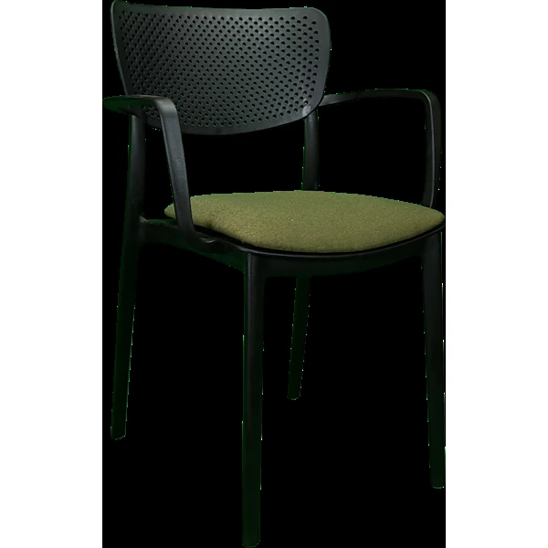 Siesta Loft Arm Chair - Black with Olive Green Fabric Cushion