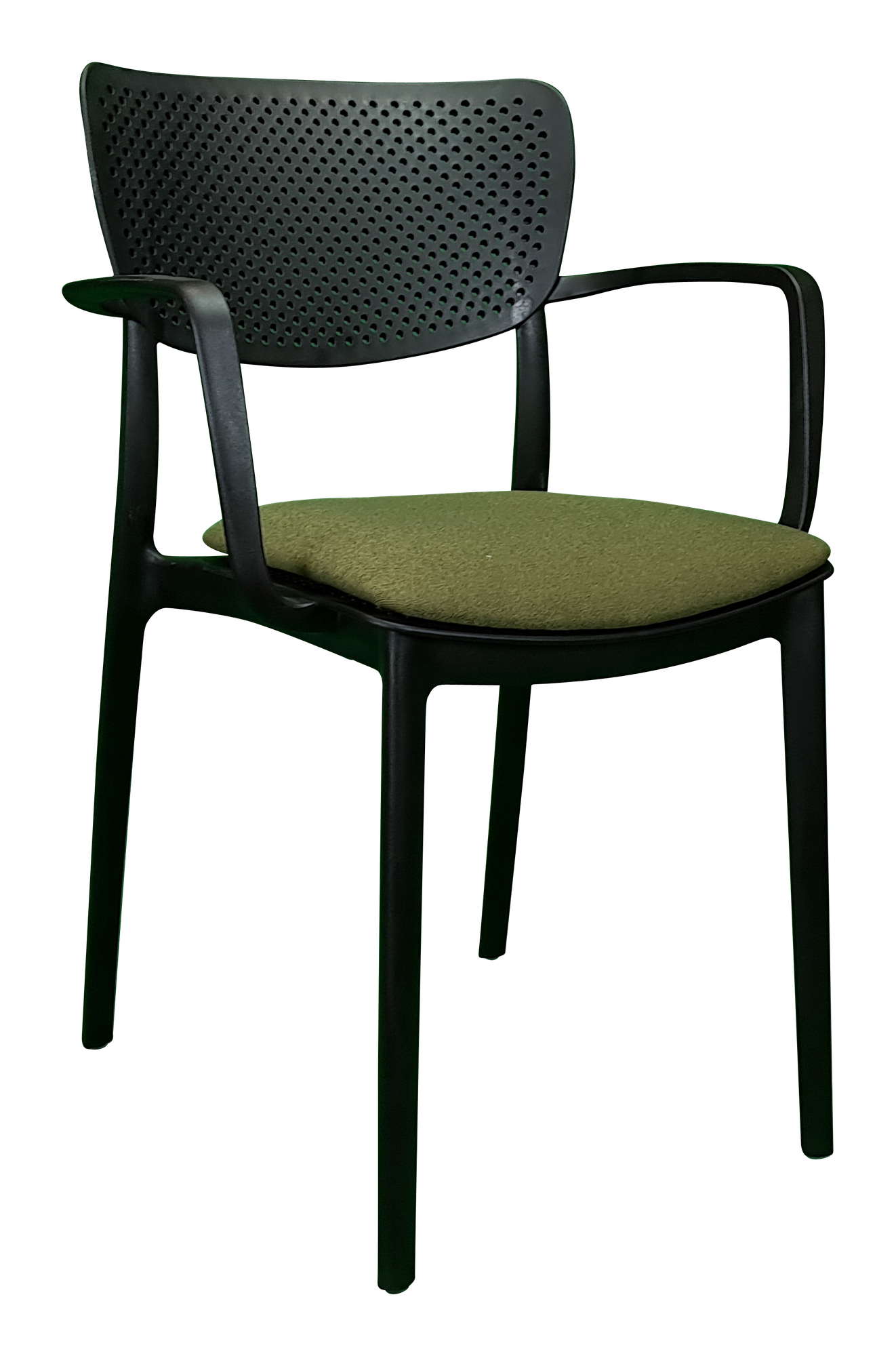 Siesta Loft Arm Chair - Black with Olive Green Fabric Cushion