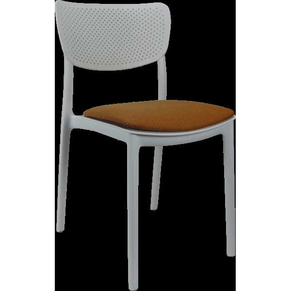 Siesta Lucy Chair - White with Orange Fabric Cushion