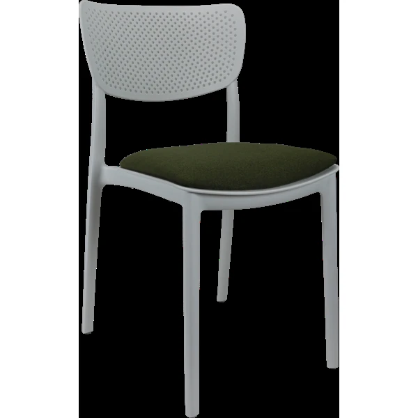 Siesta Lucy Chair - White with Olive Green Fabric Cushion
