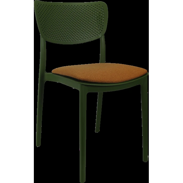 Siesta Lucy Chair - Olive Green with Orange Fabric Cushion