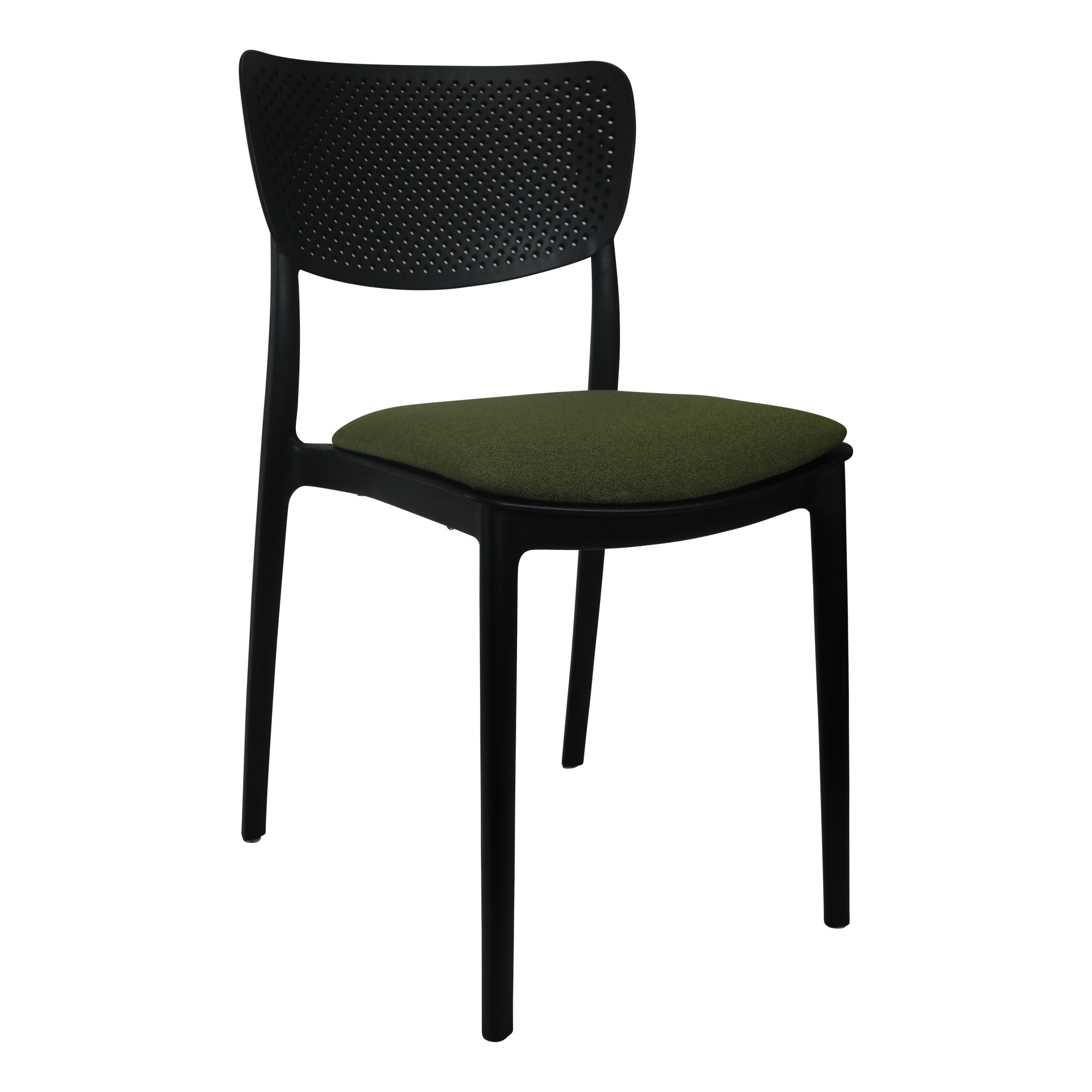 Siesta Lucy Chair - Black with Olive Green Fabric Cushion