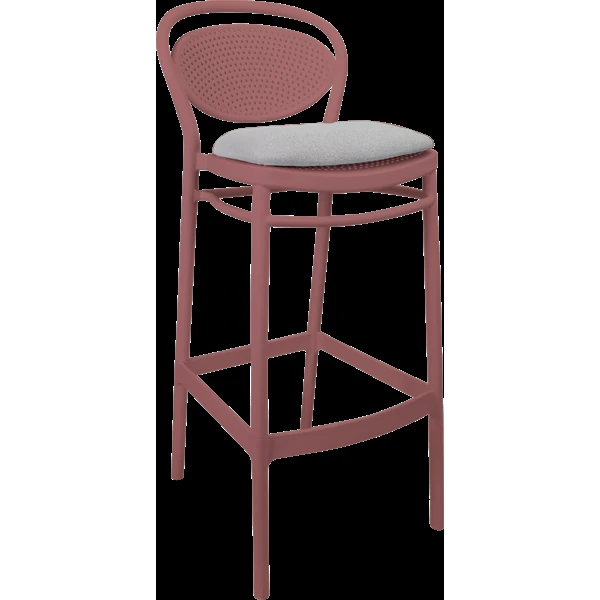 Siesta Marcel Bar Stool 75cm (Dry Bar Height) - Marsala with Light Grey Fabric Cushion