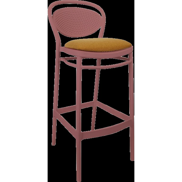 Siesta Marcel Bar Stool 75cm (Dry Bar Height) - Marsala with Orange Fabric Cushion