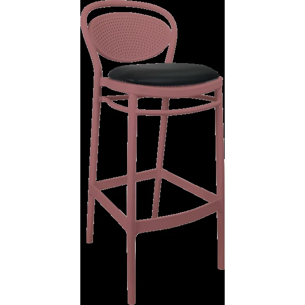 Siesta Marcel Bar Stool 75cm (Dry Bar Height) - Marsala with Black Vinyl Cushion