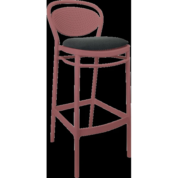 Siesta Marcel Bar Stool 75cm (Dry Bar Height) - Marsala with Anthracite Fabric Cushion