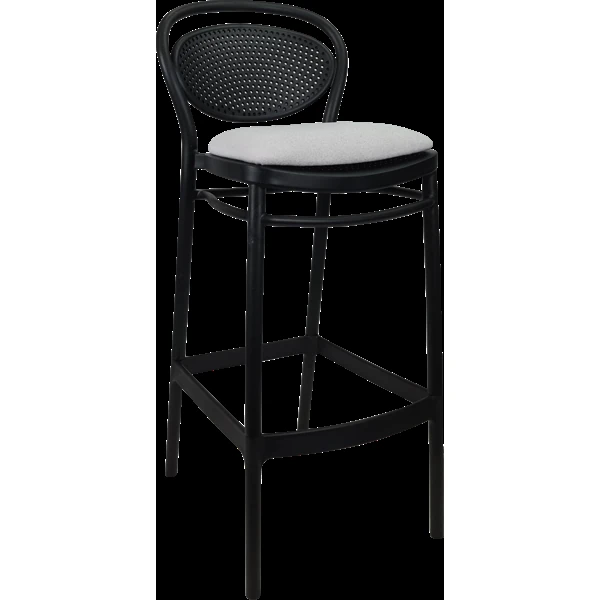 Siesta Marcel Bar Stool 75cm (Dry Bar Height) - Black with Light Grey Fabric Cushion