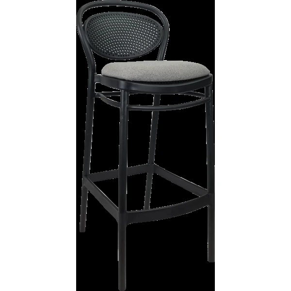 Siesta Marcel Bar Stool 75cm (Dry Bar Height) - Black with Taupe Fabric Cushion