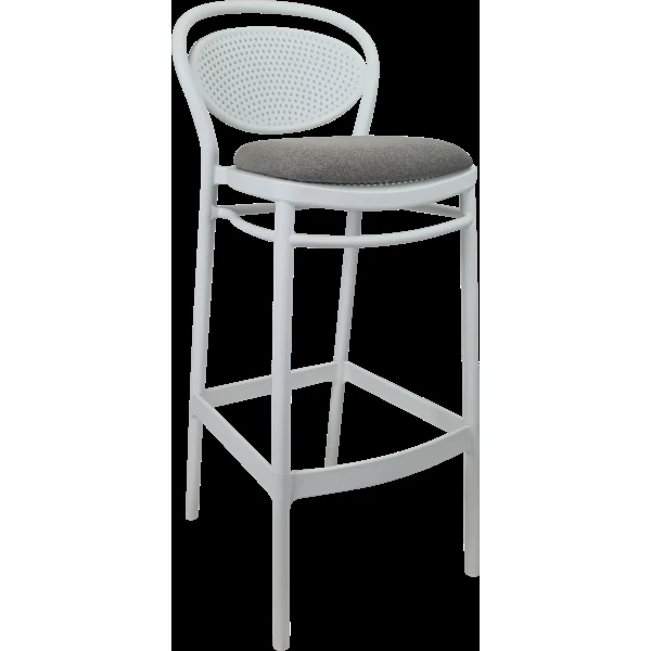 Siesta Marcel Bar Stool 75cm (Dry Bar Height) - White with Taupe Fabric Cushion