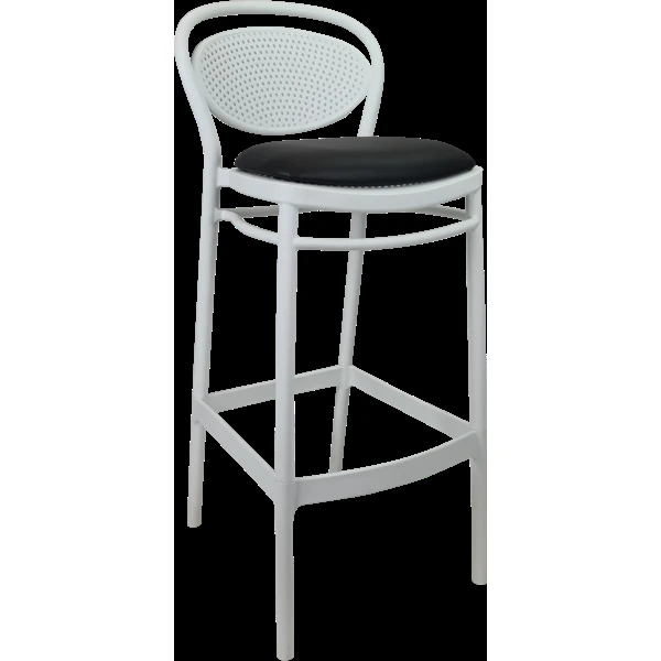 Siesta Marcel Bar Stool 75cm (Dry Bar Height) - White with Black Vinyl Cushion