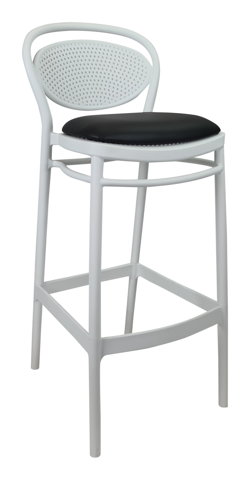 Siesta Marcel Bar Stool 75cm (Dry Bar Height) - White with Black Vinyl Cushion