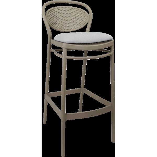 Siesta Marcel Bar Stool 75cm (Dry Bar Height) - Taupe with Light Grey Fabric Cushion