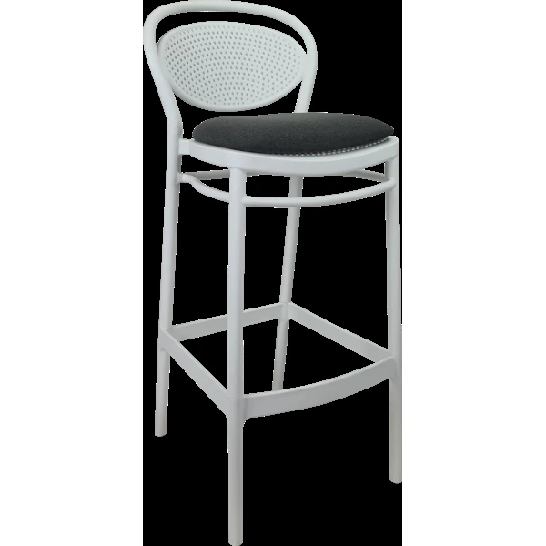 Siesta Marcel Bar Stool 65cm (Counter Height) - White with Anthracite Fabric Cushion