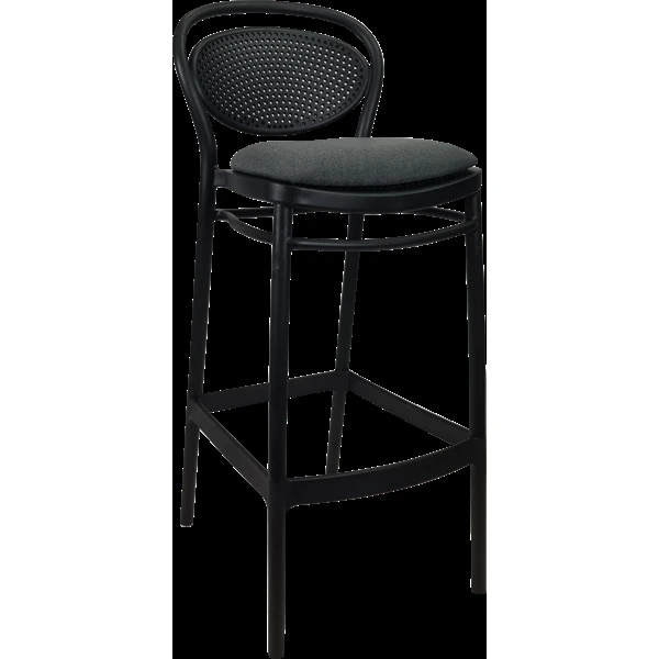 Siesta Marcel Bar Stool 75cm (Dry Bar Height) - Black with Anthracite Fabric Cushion