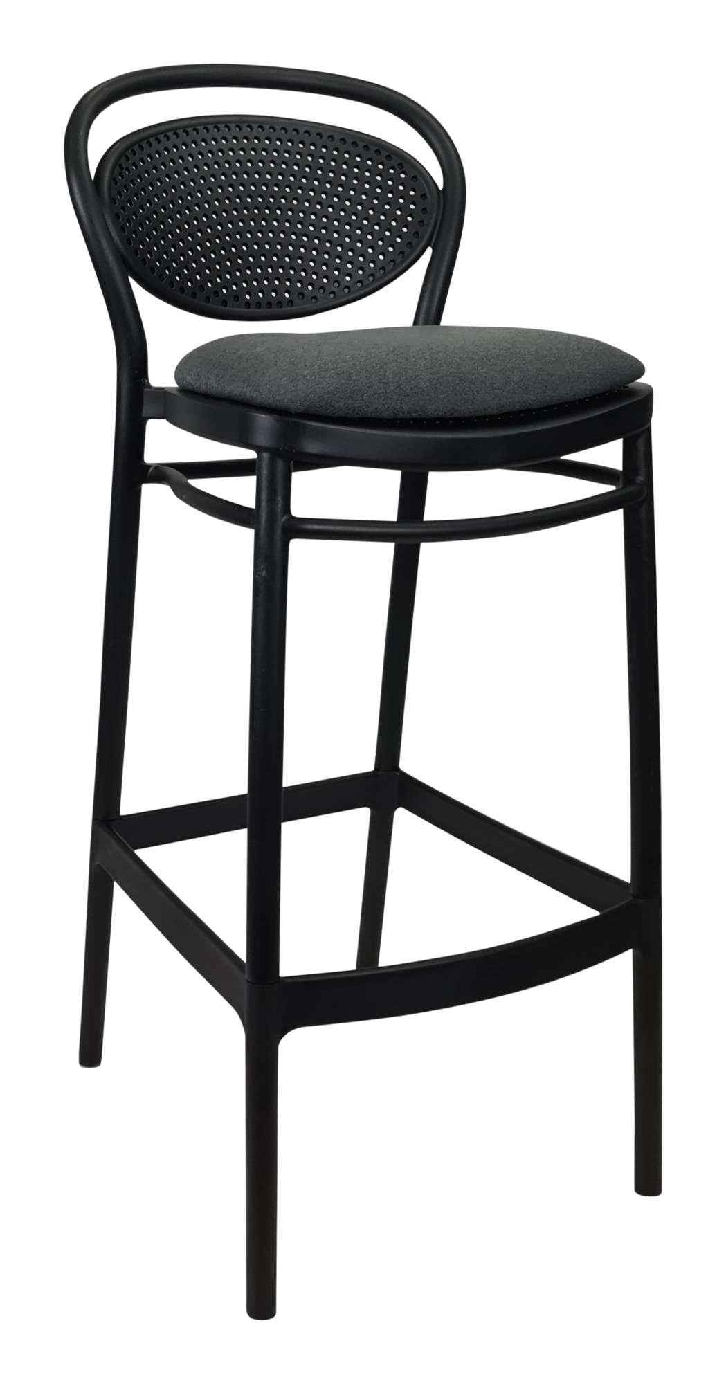 Siesta Marcel Bar Stool 75cm (Dry Bar Height) - Black with Anthracite Fabric Cushion